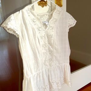 Nordstrom Signature white top with lace details.